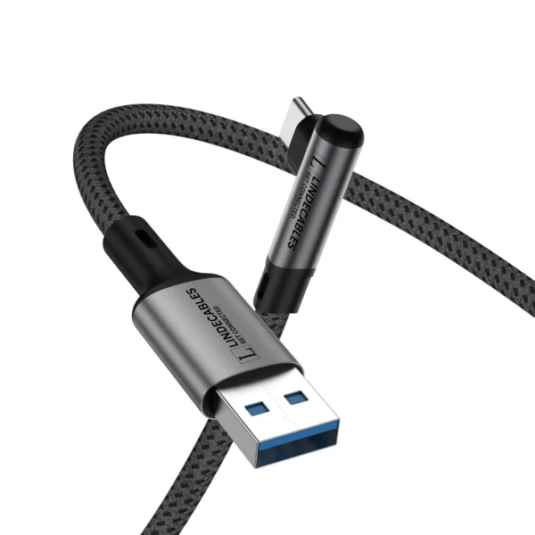 LindeCables USB-C til USB-A 3.2 Gen.1 Premium kabel 90° - 2 m