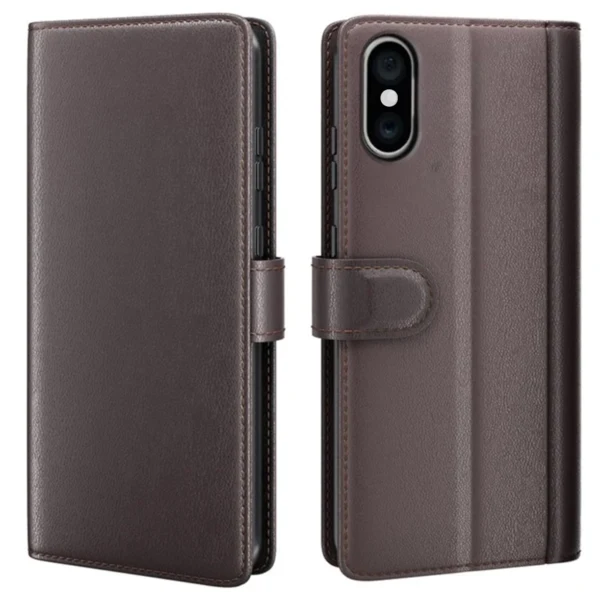 LindeCovers iPhone X – Ægte Læder Flip Cover m. Flap Red Brown
