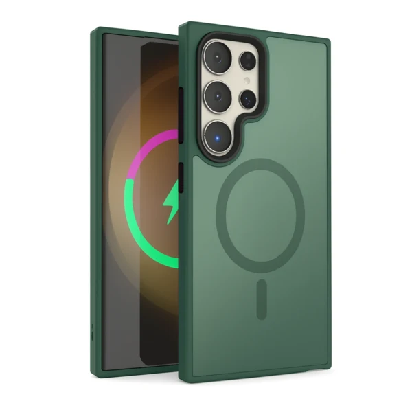 LindeCovers Samsung Galaxy S22 Ultra Transparent Cover – MagSafe Kompatibel 03 Alpine Green