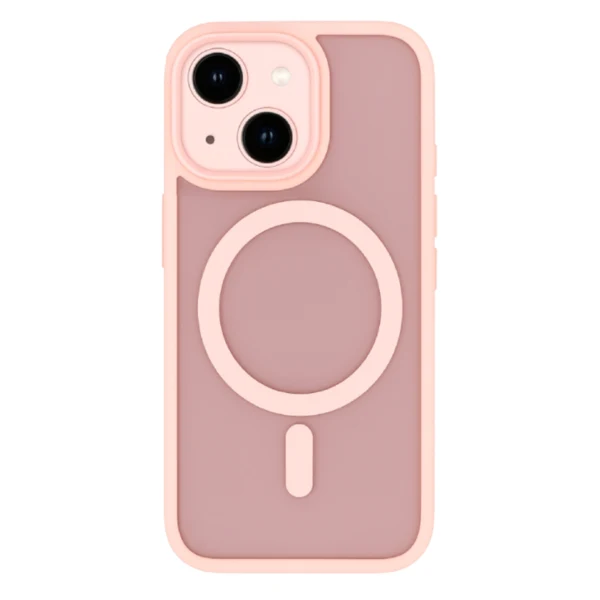 LindeCovers iPhone 14 Premium Transparent Cover - MagSafe Kompatibel 02 Pink
