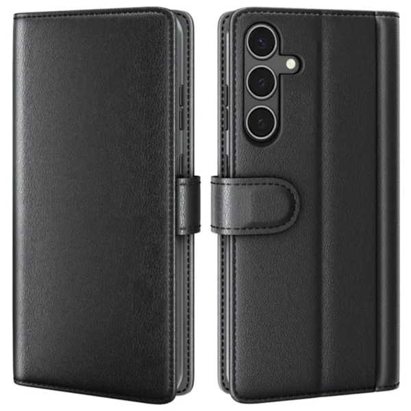 LindeCovers Samsung Galaxy A14 – Ægte Læder Flip Cover m. Flap Black