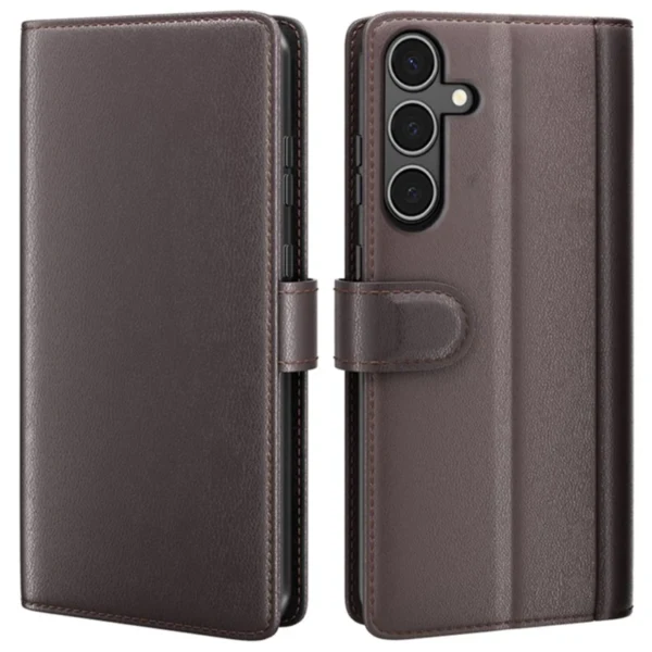 LindeCovers Samsung Galaxy A54 – Ægte Læder Flip Cover m. Flap Red Brown