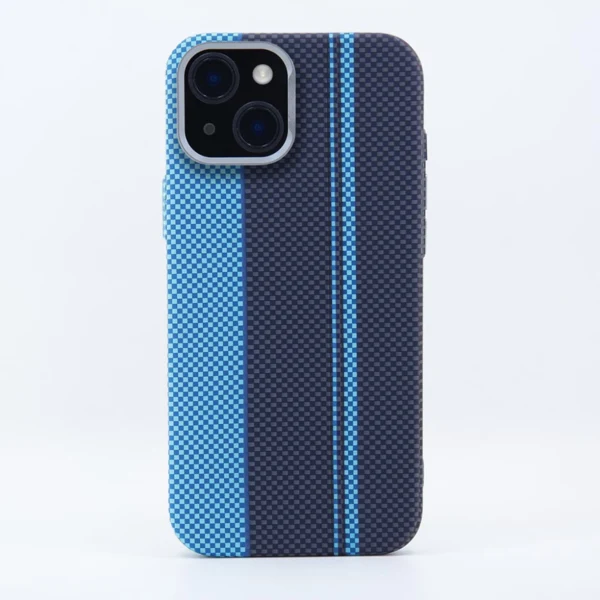 LindeCovers iPhone 14 Plus Carbon Cover - MagSafe Kompatibel 03 Blue/Black