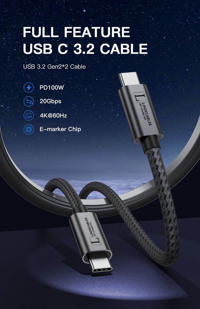 LindeCables - 1 meter - Grå