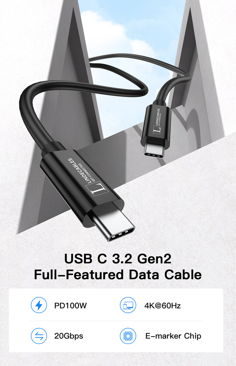 LindeCables - 1 meter - Sort