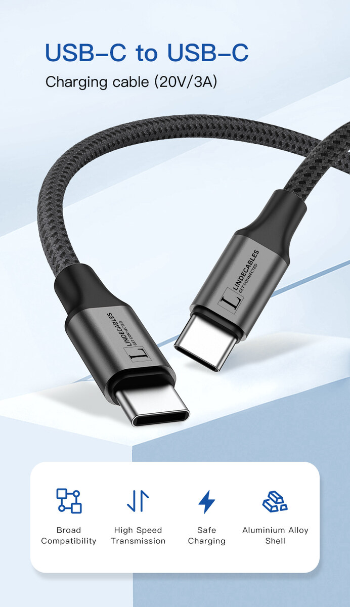 LindeCables - 1 meter - Grå