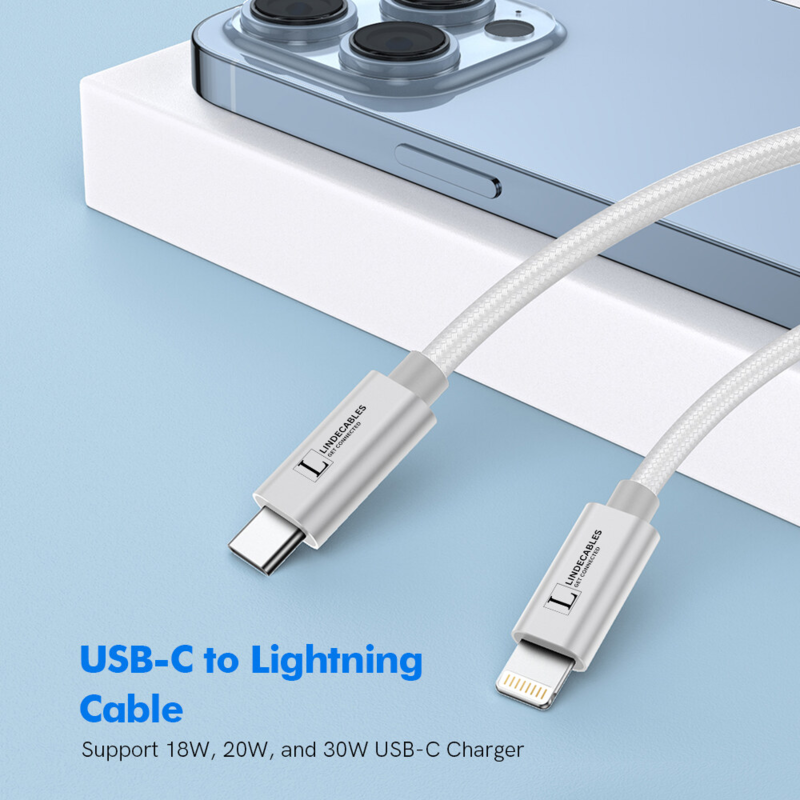 LindeCables USB-C til Lightning Premium kabel 20W - 0.3 m