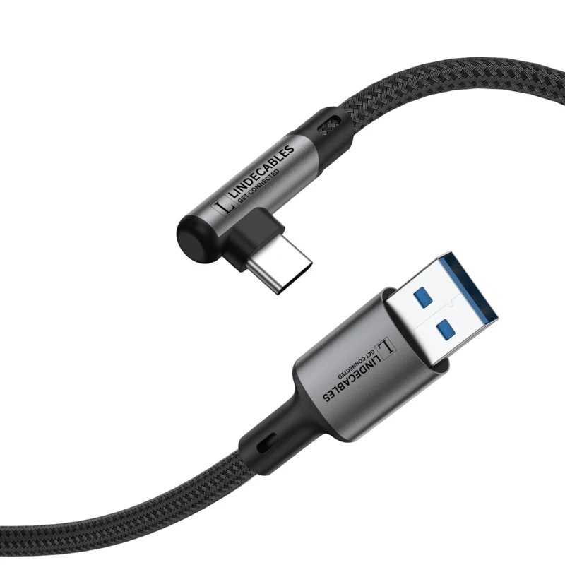 LindeCables USB-C til USB-A 3.2 Gen.1 Premium kabel 90° - 2 m