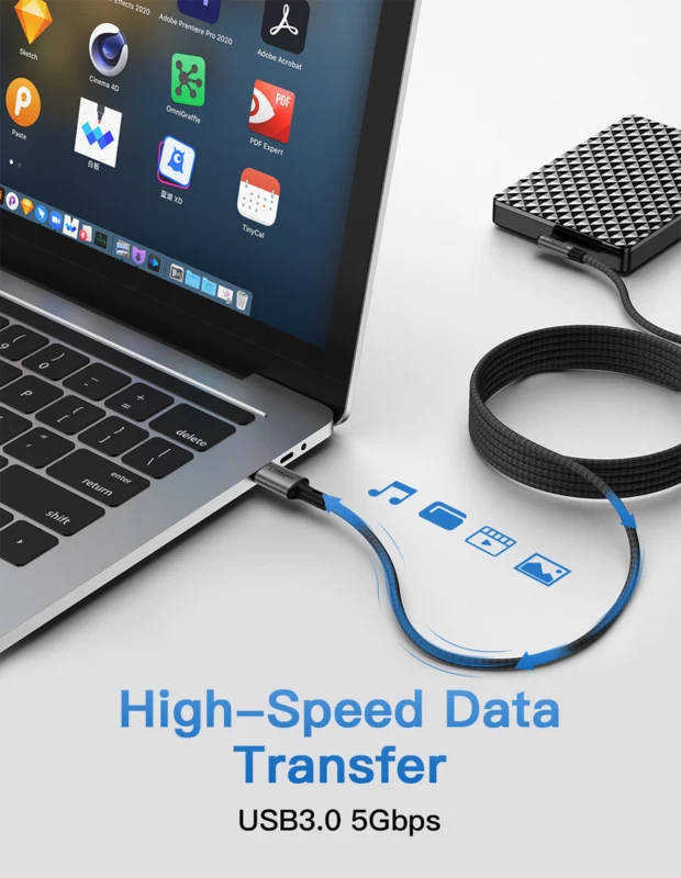 LindeCables USB-C til USB-A 3.2 Gen.1 Premium kabel 90° - 3 m