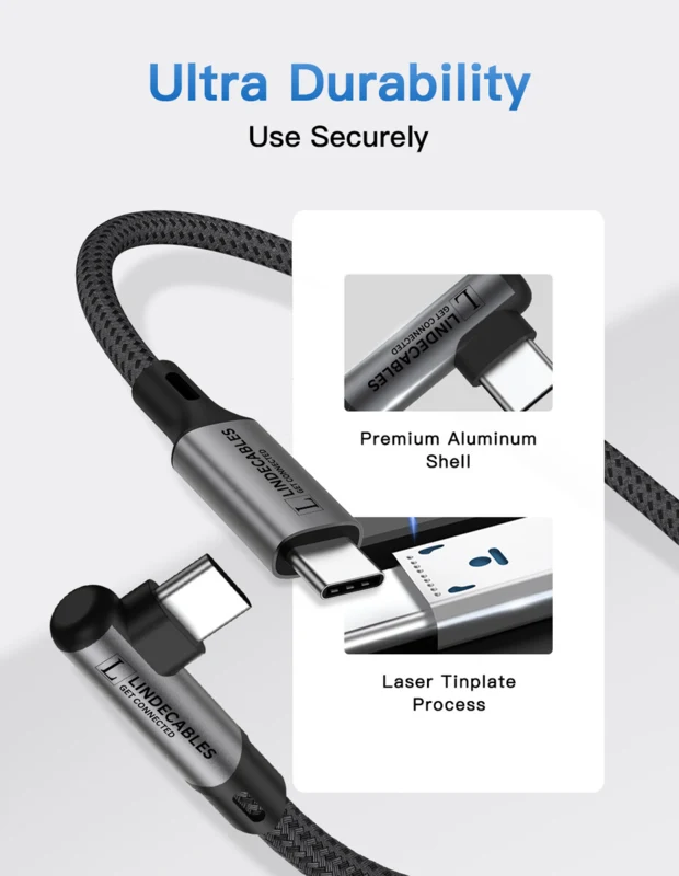 LindeCables USB-C 3.0 60W Premium kabel 90° - 1 m