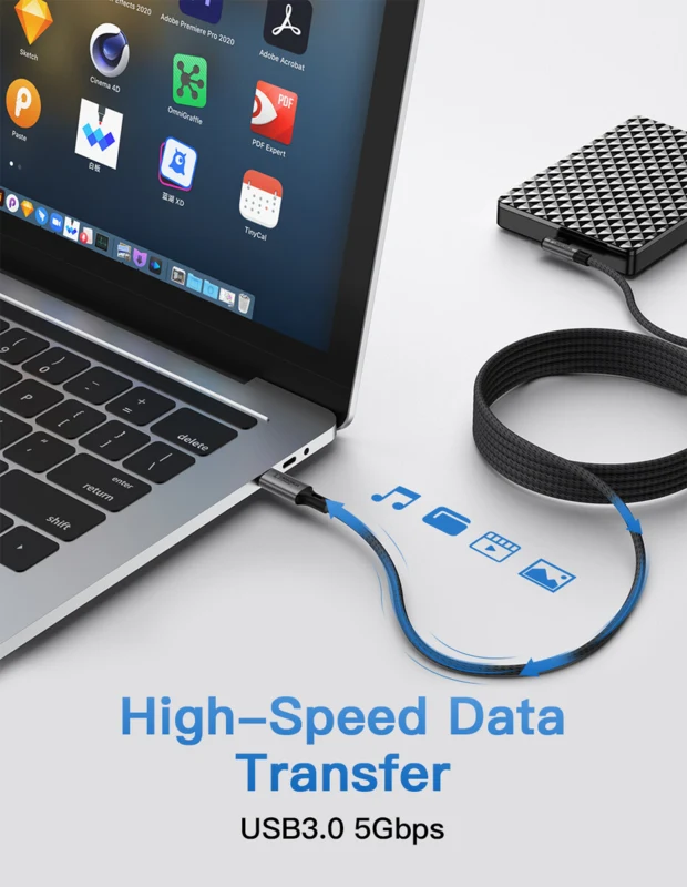 LindeCables USB-C 3.0 60W Premium kabel 90° - 2 m