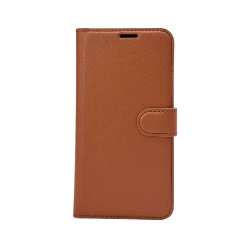 LindeCovers iPhone 14 - PU Litchi Læder Flip Cover 9 Brown