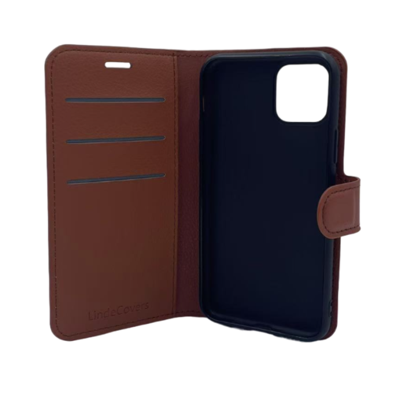 LindeCovers iPhone 14 Pro Max - PU Litchi Læder Flip Cover 9 Brown