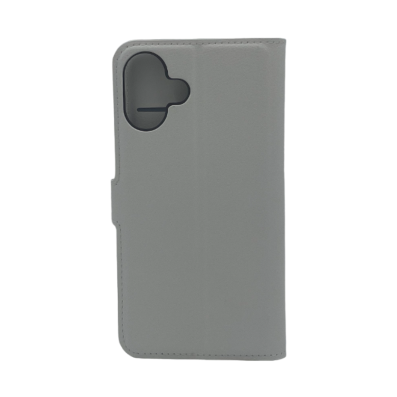 LindeCovers iPhone 16 - PU Litchi Læder Flip Cover 2 White