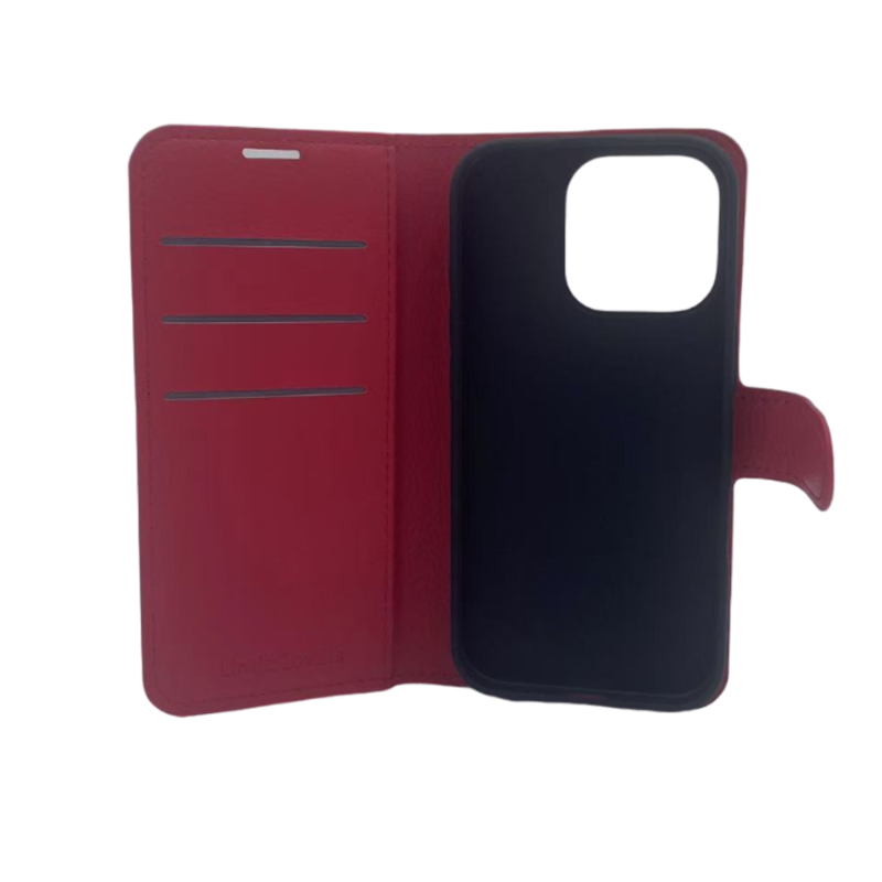 LindeCovers iPhone 16 Pro - PU Litchi Læder Flip Cover 4 Red