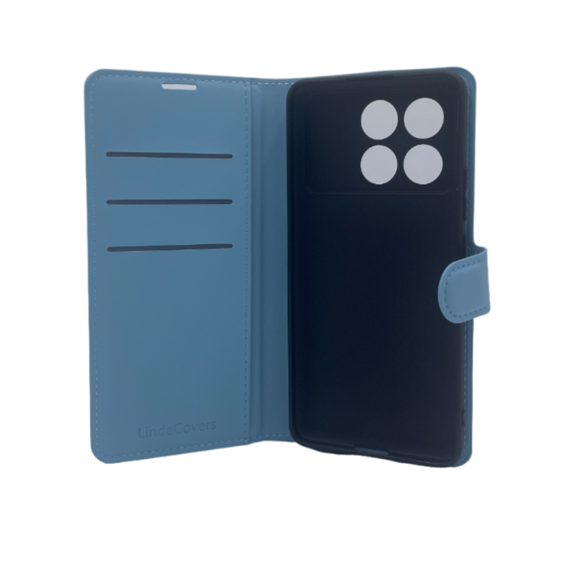 LindeCovers Xiaomi Poco X6 Pro - PU Litchi Læder Flip Cover 5 Blue