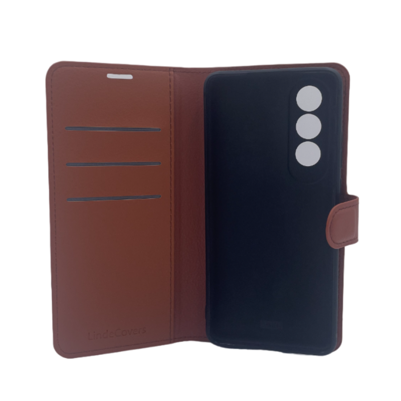LindeCovers OnePlus Nord 2T 5G - PU Litchi Læder Flip Cover 9 Brown