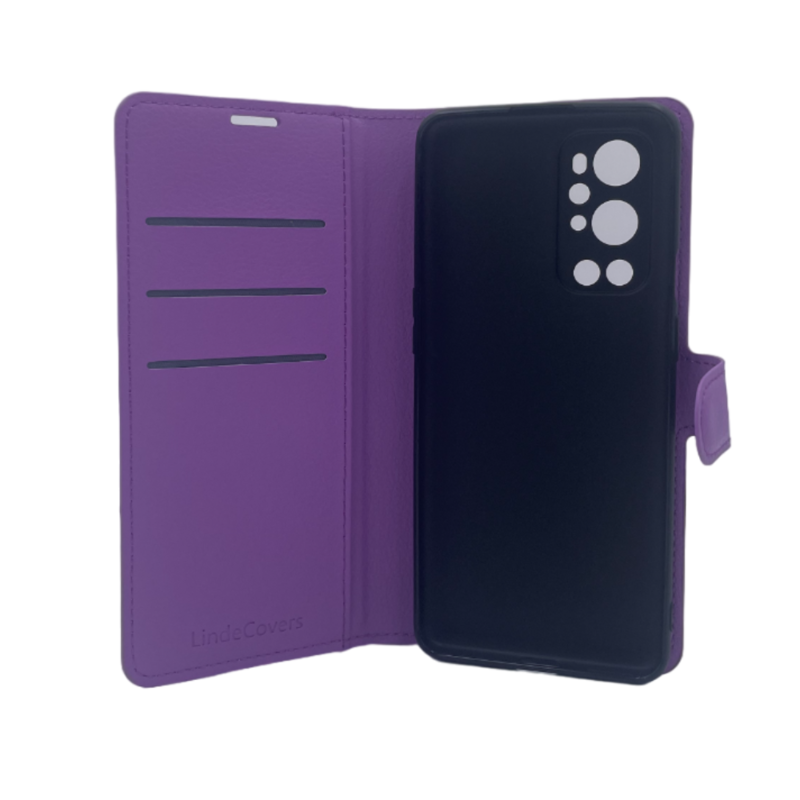 LindeCovers OnePlus 9 Pro - PU Litchi Læder Flip Cover 8 Violet
