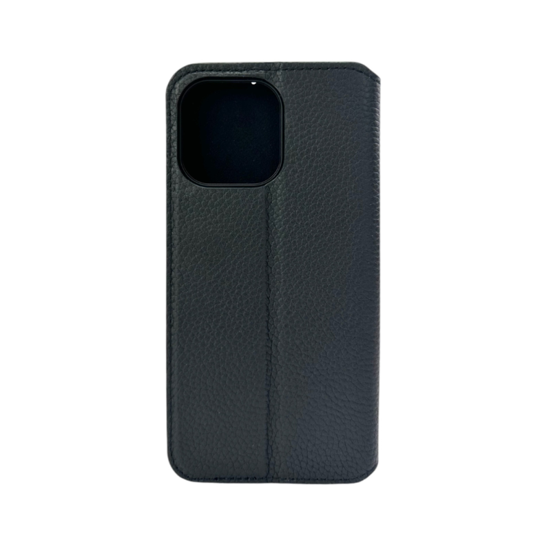 LindeCovers iPhone 14 Pro Max - Ægte Læder Flip Cover Black