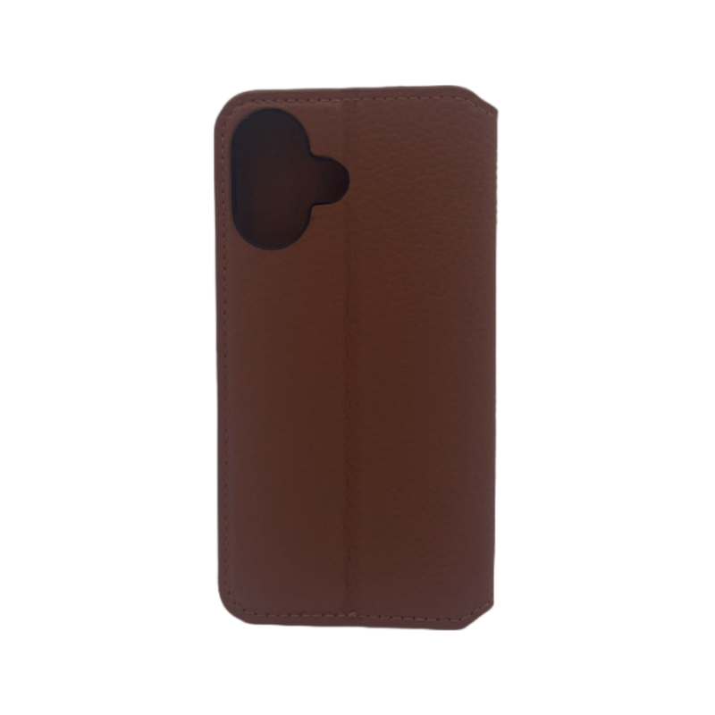 LindeCovers iPhone 16 - Ægte Læder Flip Cover Brown