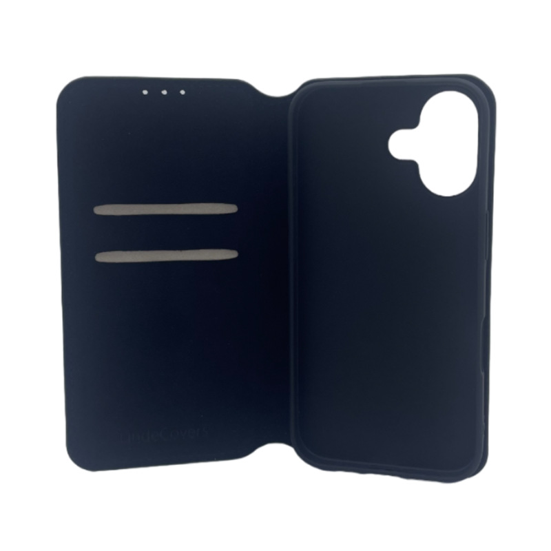 LindeCovers iPhone 16 - Ægte Læder Flip Cover Black