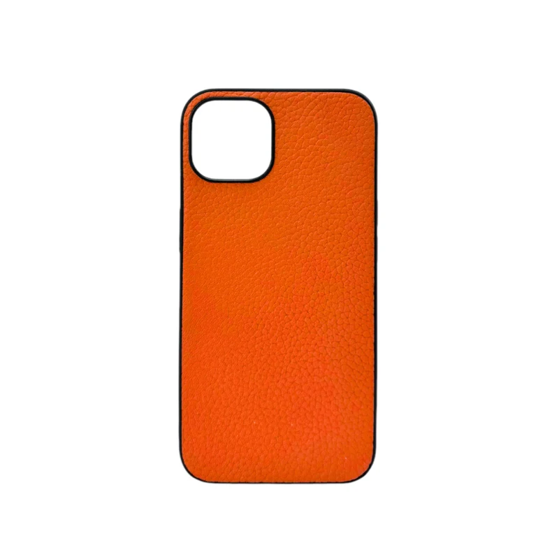 LindeCovers iPhone 14 - Ægte Læder Bagside Cover Orange