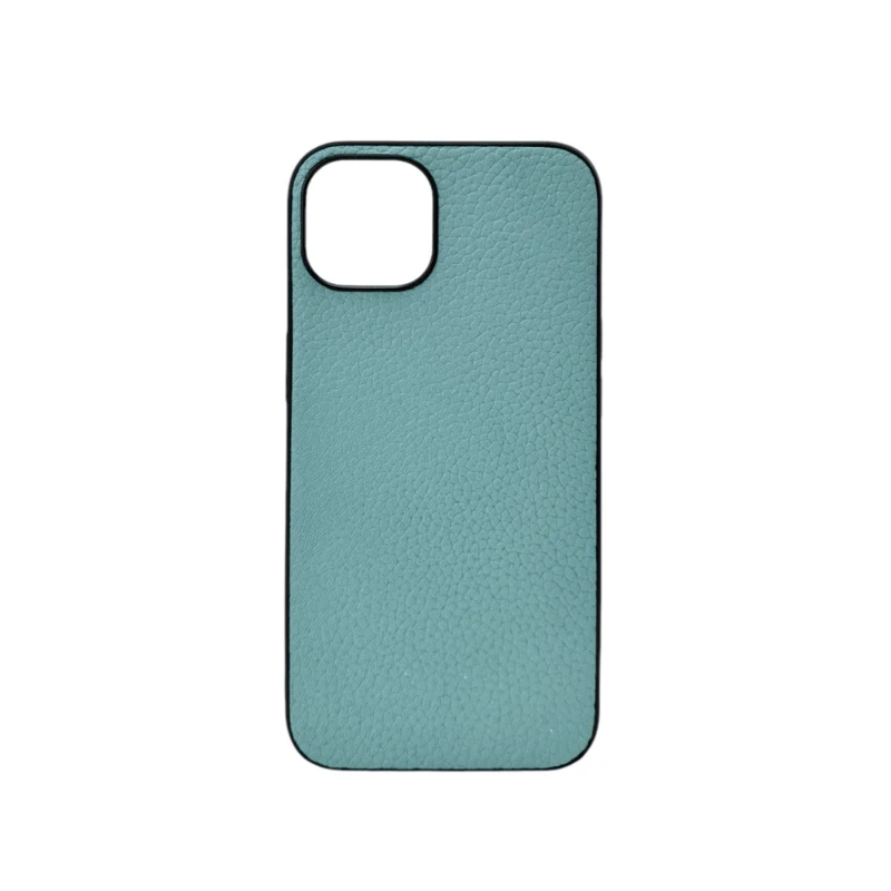 LindeCovers iPhone 14 - Ægte Læder Bagside Cover Blue Green