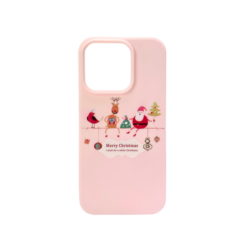 LindeCovers iPhone 15 Pro - Julemotiv Bagsidecover Silikone Pink Holiday Crew