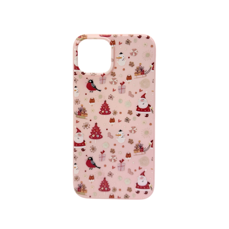 LindeCovers iPhone 14 - Julemotiv Bagsidecover Silikone Rosy Winter Wonderland