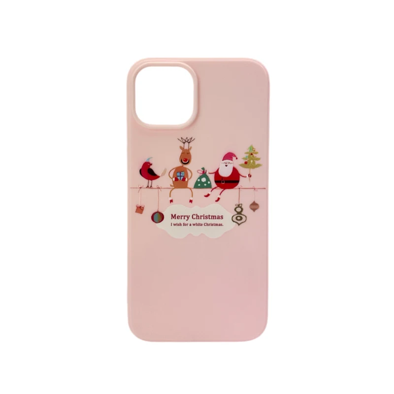 LindeCovers iPhone 15 Plus - Julemotiv Bagsidecover Silikone Pink Holiday Crew