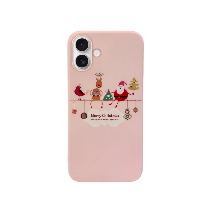 LindeCovers iPhone 16 - Julemotiv Bagsidecover Silikone Pink Holiday Crew