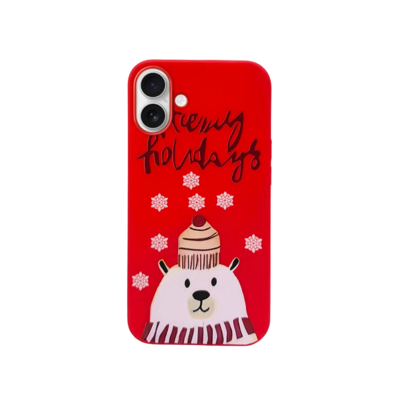 LindeCovers iPhone 16 Plus - Julemotiv Bagsidecover Silikone Holiday Bear Greetings