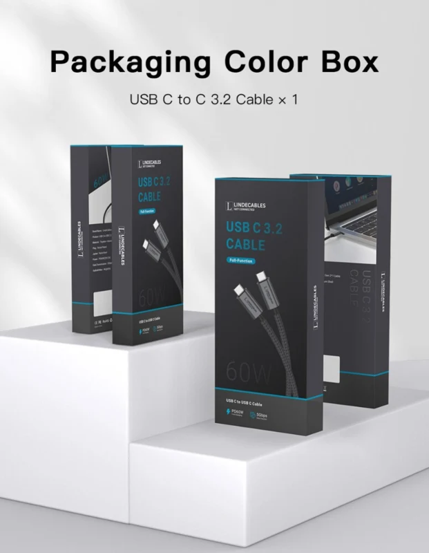 LindeCables USB-C 3.2 60W Premium kabel - 2 m