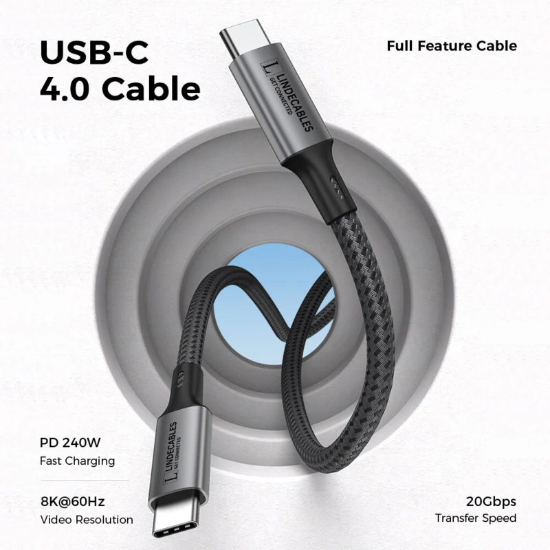 LindeCables USB-C 4.0 Gen 3 240W Premium kabel - 2 m
