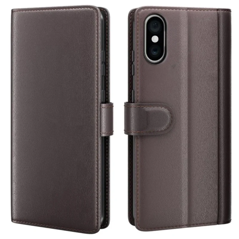 LindeCovers iPhone X – Ægte Læder Flip Cover m. Flap Red Brown