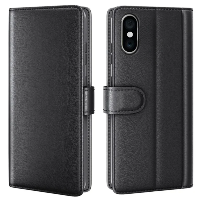LindeCovers iPhone X – Ægte Læder Flip Cover m. Flap Black
