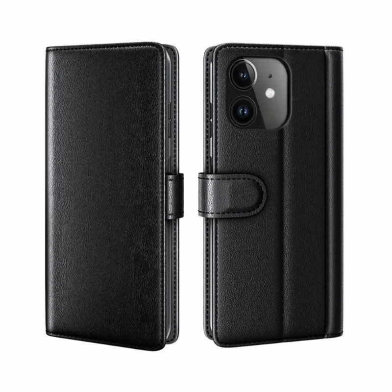 LindeCovers iPhone 11 – Ægte Læder Flip Cover m. Flap Black