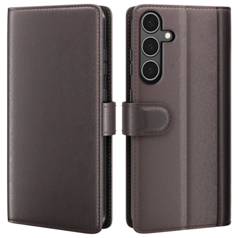 LindeCovers Samsung Galaxy A25 – Ægte Læder Flip Cover m. Flap Red Brown