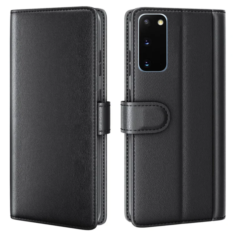 LindeCovers Samsung Galaxy S20 FE – Ægte Læder Flip Cover m. Flap Black