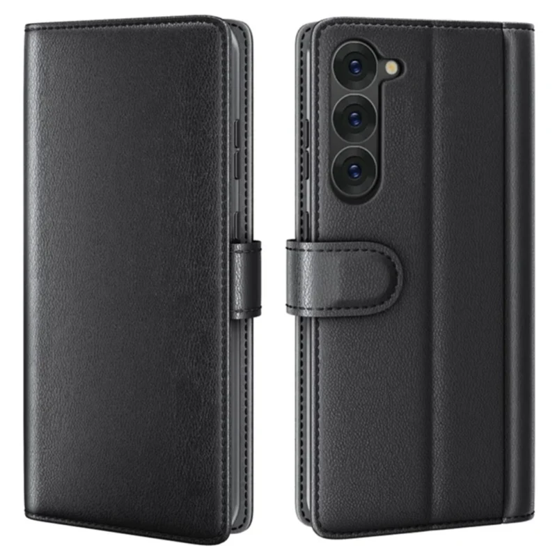 LindeCovers Samsung Galaxy S22 – Ægte Læder Flip Cover m. Flap Black