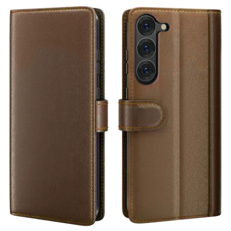 LindeCovers Samsung Galaxy S22 Plus – Ægte Læder Flip Cover m. Flap Brown