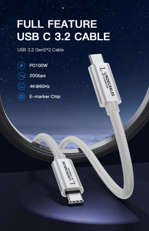 LindeCables USB-C 3.2 Gen. 2x2 100W Premium kabel - 3 m