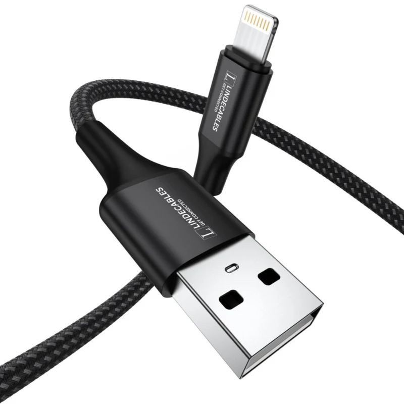 LindeCables USB-A til Lightning kabel 20W - 1 m Sort