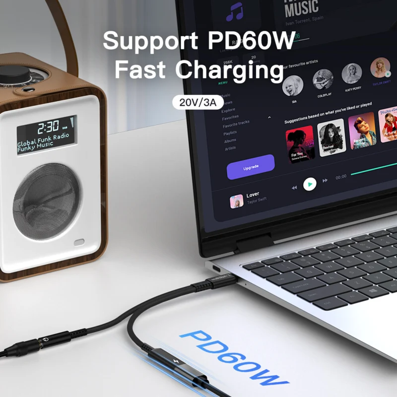 LindeCables 2-i-1 USB-C Adapter til 3.5 mm AUX