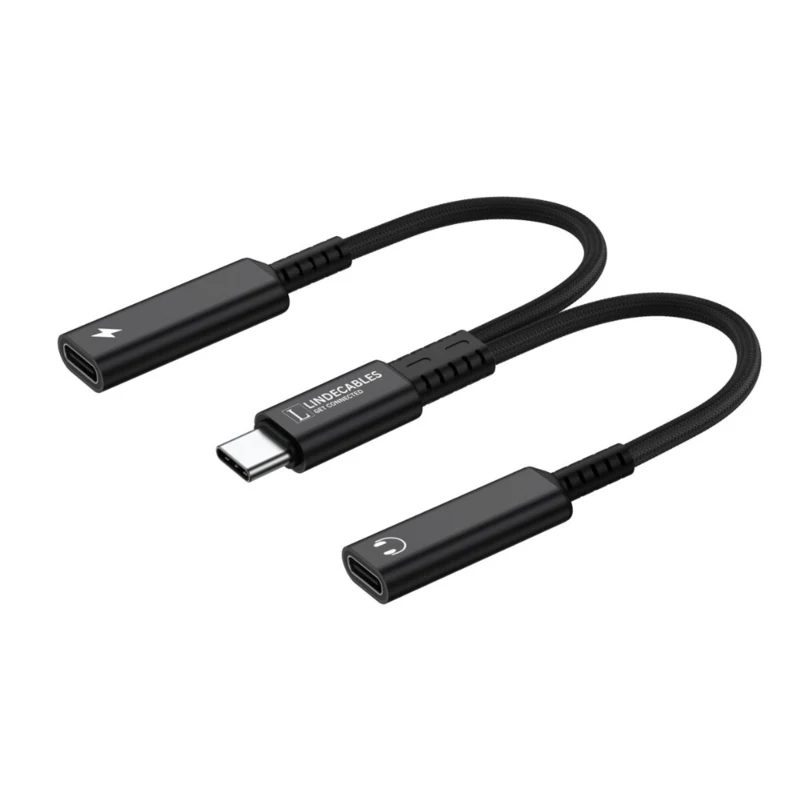 LindeCables 2-i-1 USB-C Adapter til Lyd/Opladning