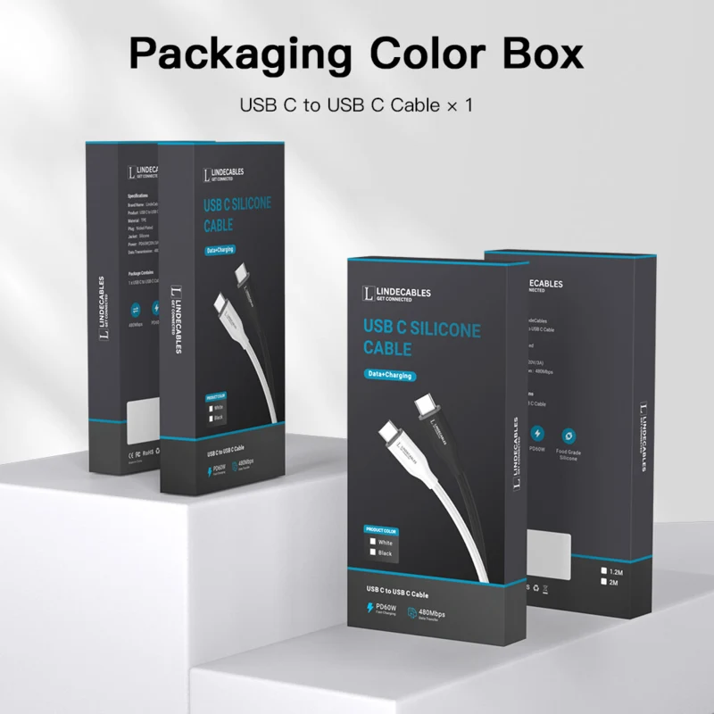 LindeCables USB-C 2.0 Silikonekabel 60W - 2 m