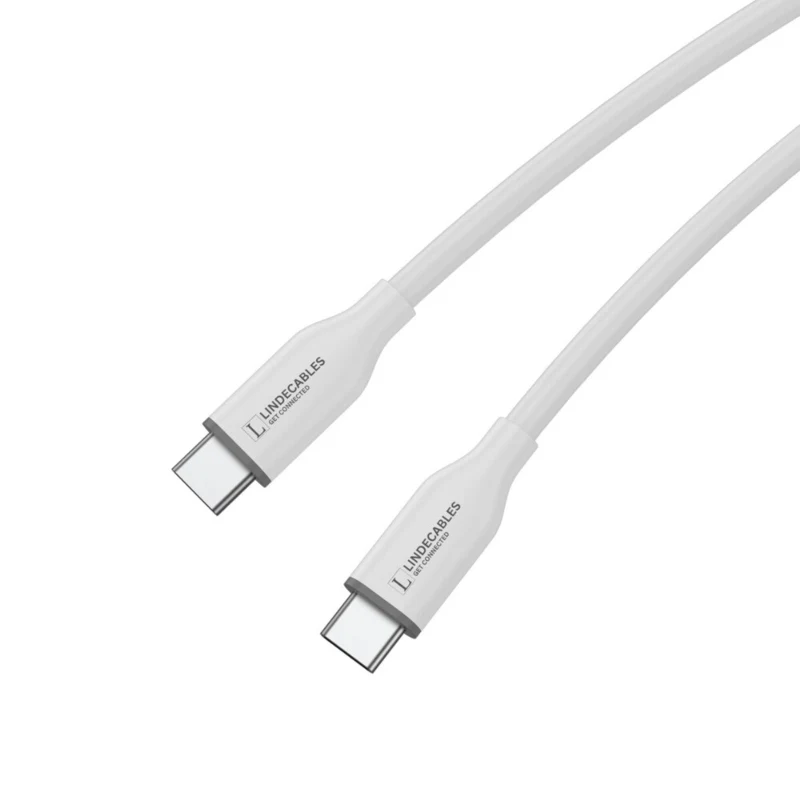 LindeCables USB-C 2.0 Silikonekabel 100W - 2 m Hvid