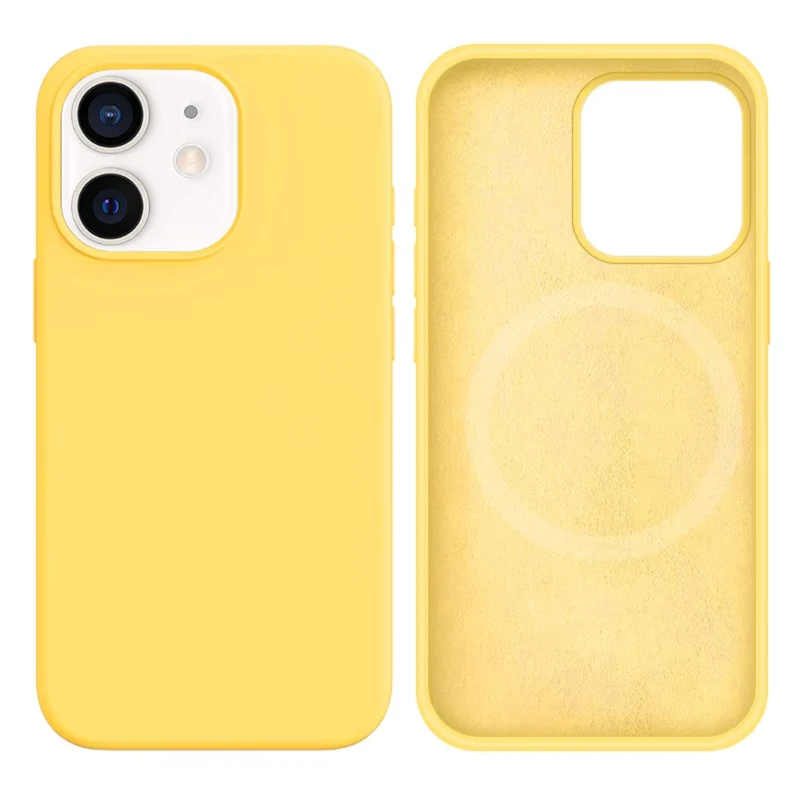 LindeCovers iPhone 12 Mini Silikonecover - MagSafe Kompatibel 4 Yellow