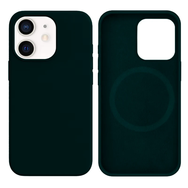 LindeCovers iPhone 12 Mini Silikonecover - MagSafe Kompatibel 49 Green Black