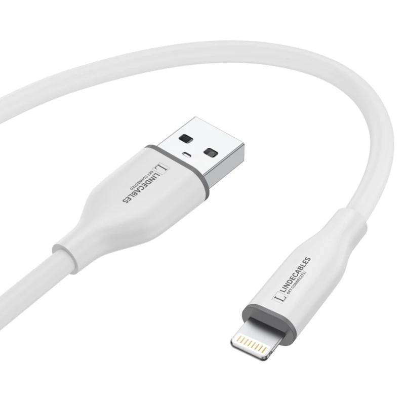 LindeCables USB-A 2.0 til Lightning Silikonekabel 12W - 1.2 m Hvid